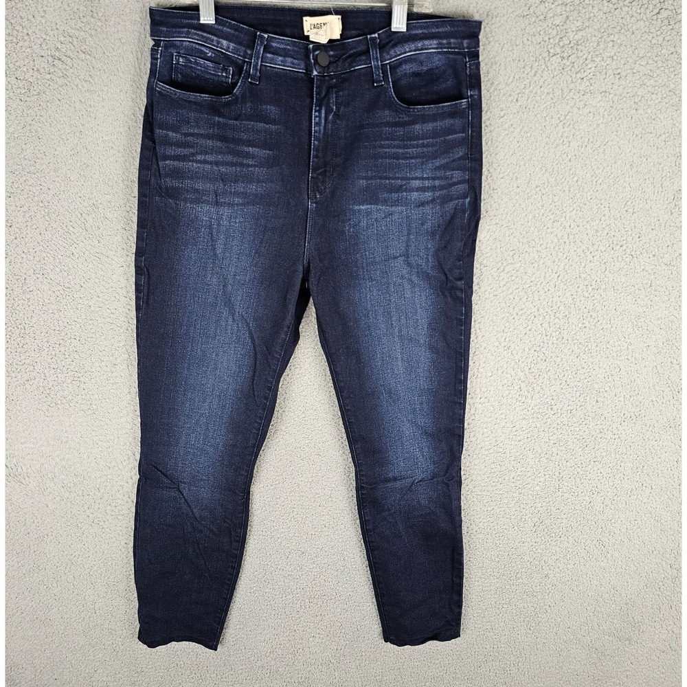L'AGENCE Jeans Women 32 Blue Margot Skinny High Rise Stretch Dark Wash Preppy